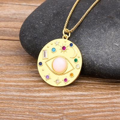 Nidin New Design Turkish Evil Eye Round Pendant Trendy Girs Zircon Lucky Jewelry Colorful Necklace Best Birthday Party Gifts