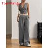 Casual Striped Sleeveless Pants Suit With Cotton Linen Fabric For Office Women