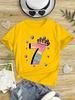 7th Birthday Rainbow Number Seven With Crown Hearts Stars Graphic Print Kids Short Sleeve Tee Birthday Theme Crew Neck Casual To
