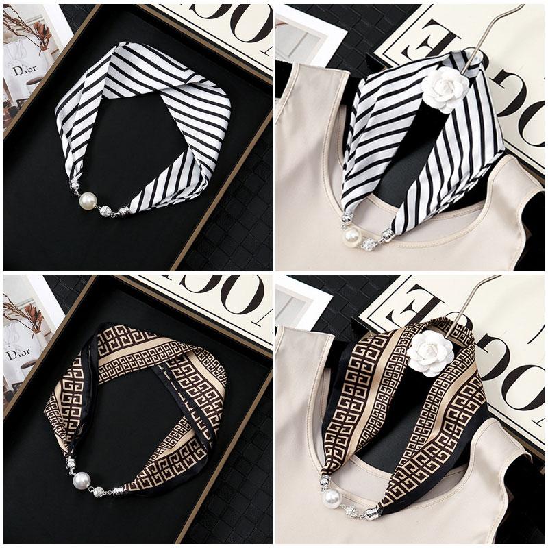 1 Stück Halstuch Damen Perlen Perlen Dekorativ Magnetverschluss Tasche Schals Seidenschal