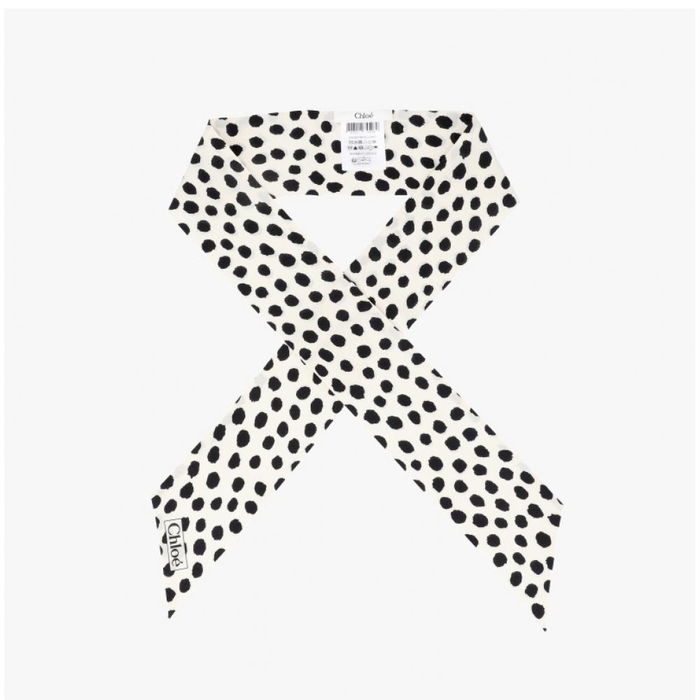 Chloe Dot Band Skinny Twill Silk Scarf 94q
