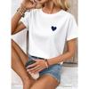 Europeiska storlekar 2025 Ny Sommar/Vår Dam Lös Sexig Söt Söt Semester Topp - Gul Hjärtprint Mode Casual Rund Hals Kortärmad T-shirt