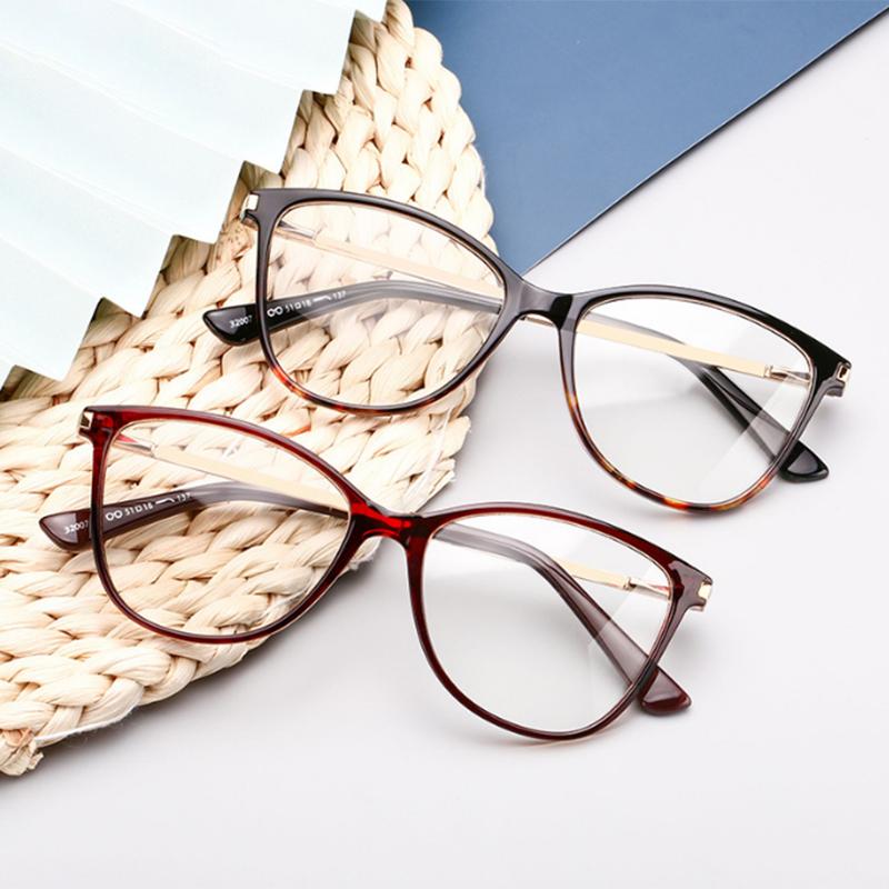 Anti Blue Light Cat Eye Myopia Glasses Women Brand Designer Spring Leg Prescription Spectacles Frame Diopter 0 -0.5 -0.75 To -6