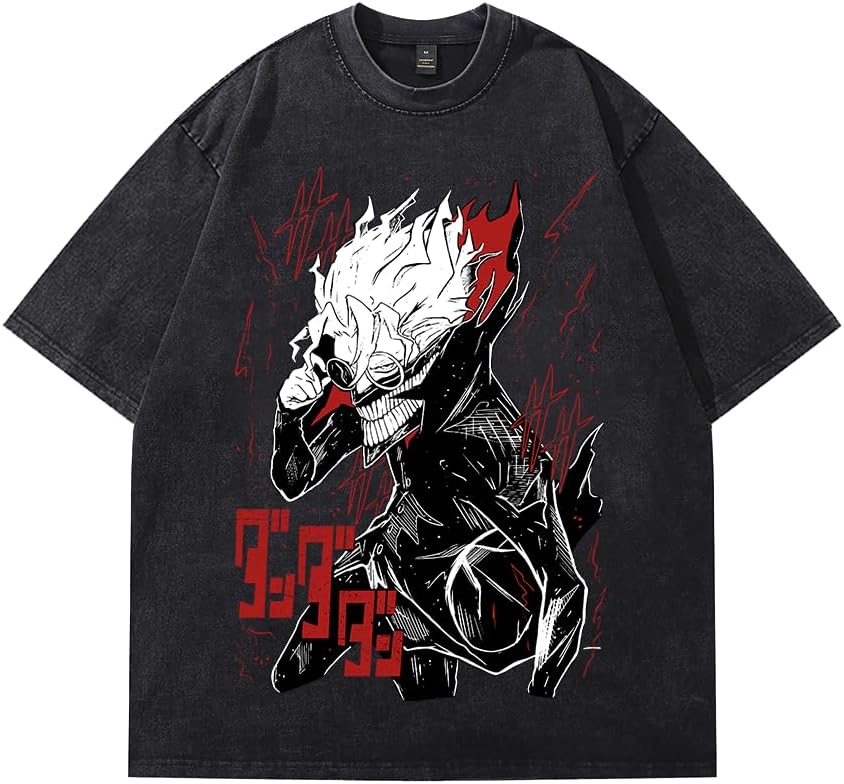 

Acid Washed Dandadan Graphic Print Tshirt Oversized Unisex Women Japanese Funny Anime CottonShort Sleeve Casual Loose Clothing Tee S