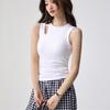 Women's Sleeveless Summer Top with Built-in Bra, Hollow Shoulder Straps