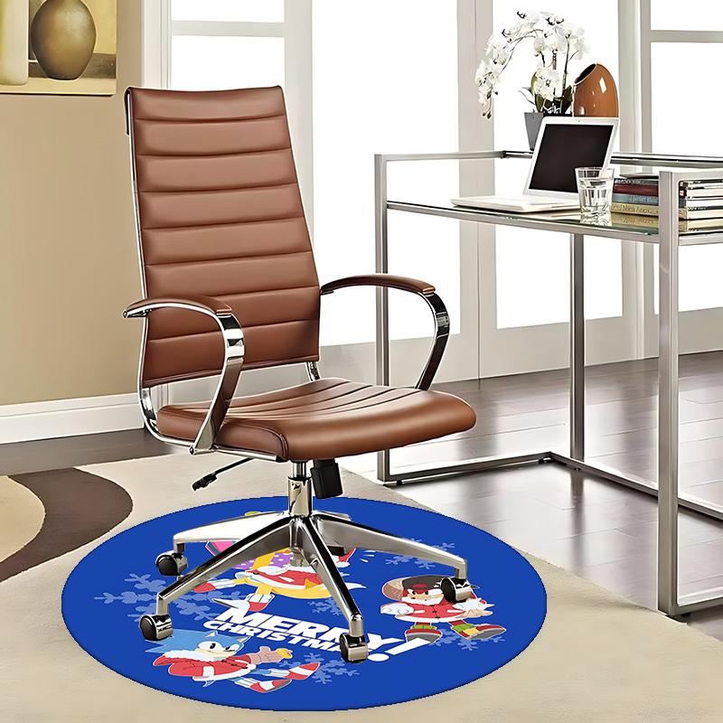 1pc Anime Cartoon Design Christmas Theme Round Carpet for Office Chair Mat, NonSlip Rug Suitable for Home Decoration, Living Room 80cm