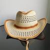 Holllow Cowboy Straw Hat Women Men Summer Handmade Vintage Hollow Western Brim Sun Protection Fisherman Mountaineering Bohemian