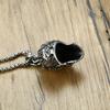 Collana Ciondolo Teschio Occhi Verdi Uomo Cool Gotico Acciaio Inossidabile Uomo Intaglio Fine Dettaglio Alta Qualità Teschio Biker Gioielli