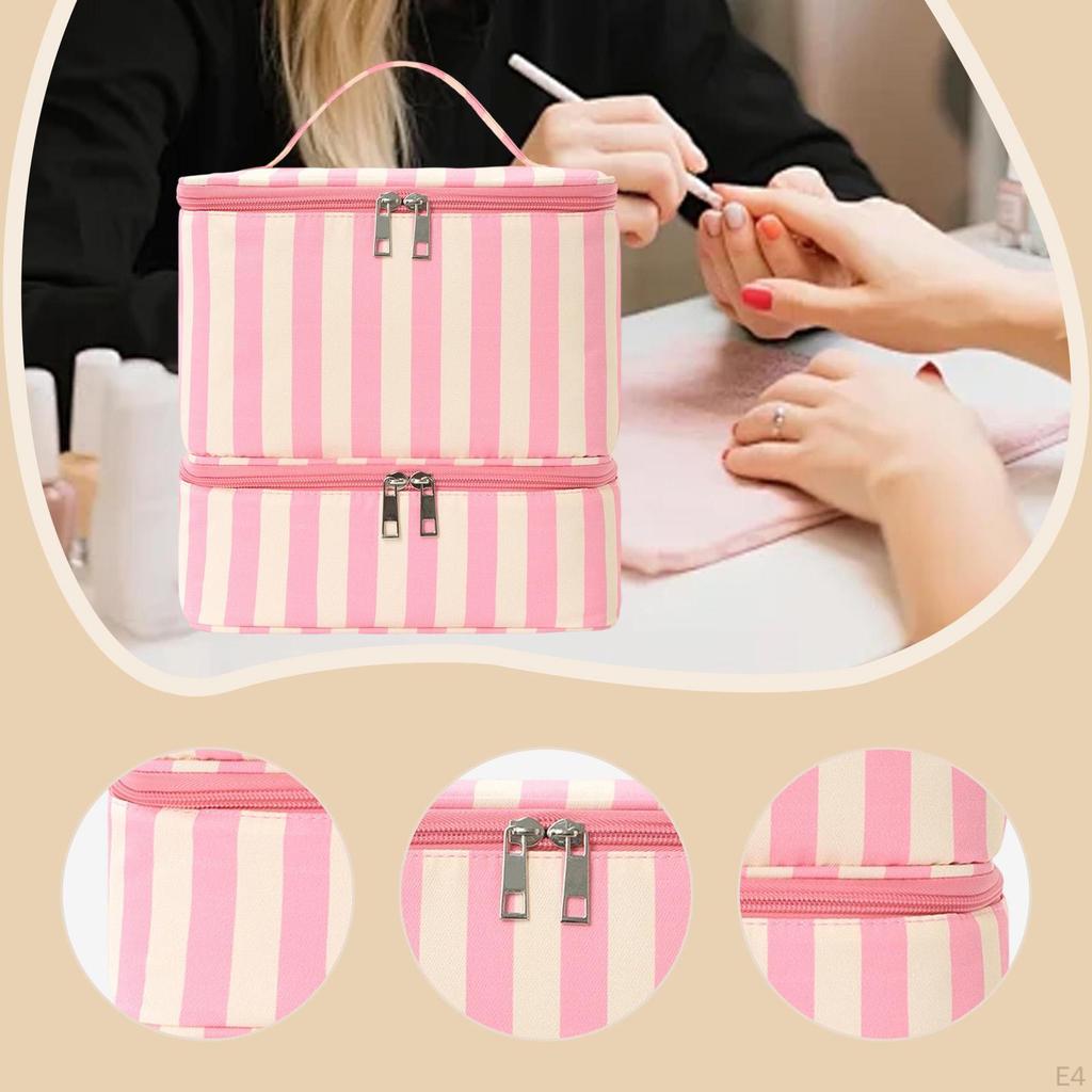 Nail Polish Carrying Case Double Layer Bag Makeup Organizer Manicure Tools Holder Cosmetic Gel