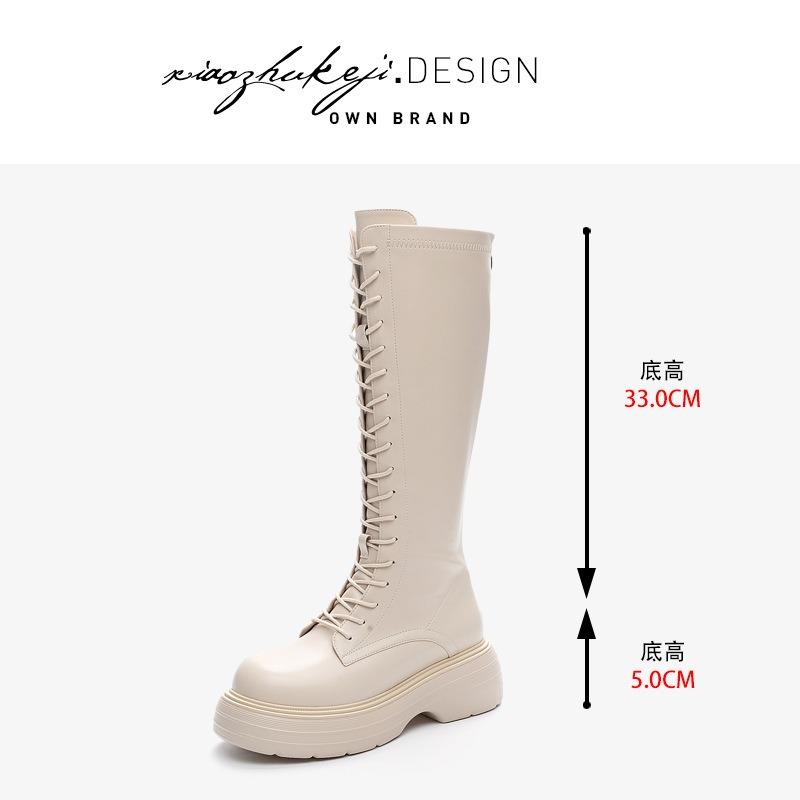 

Genuine leather but knee-high Martin boots women s autumn new boots show long legs versatile long boots women s leather boots 35 бежевый