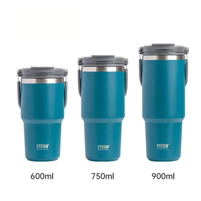 TYESO Thermal Coffee Cup Double Layer Insulation Keep Cold Car Ice Cup Large Capacity Stainless Steel Double Drink Water Bottle