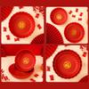4Pcs Red Wedding Snack Tray Round Plastic Chinese  Year Nut Fruit Plate Chinese Thickened Serving Tray Entertainment