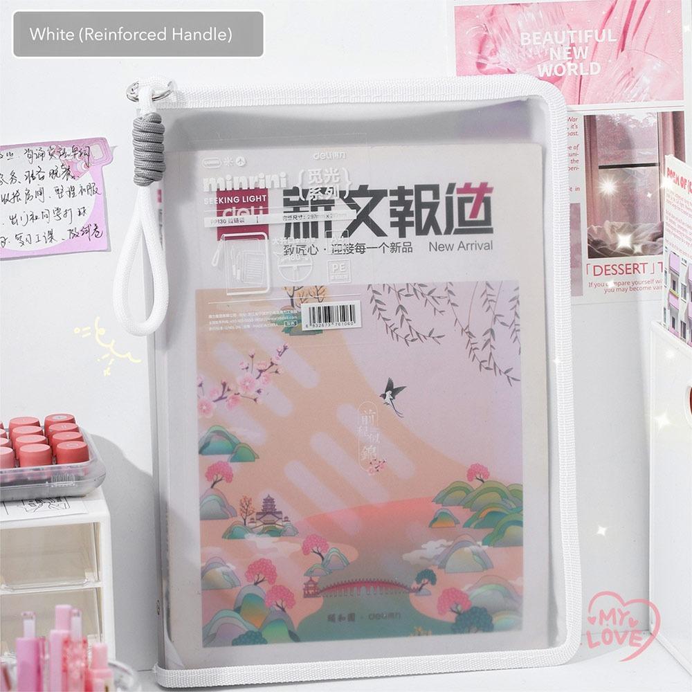 Transparent Colored File Bag A4 Zipper Handbag Gifts Test Paper Storage Bags