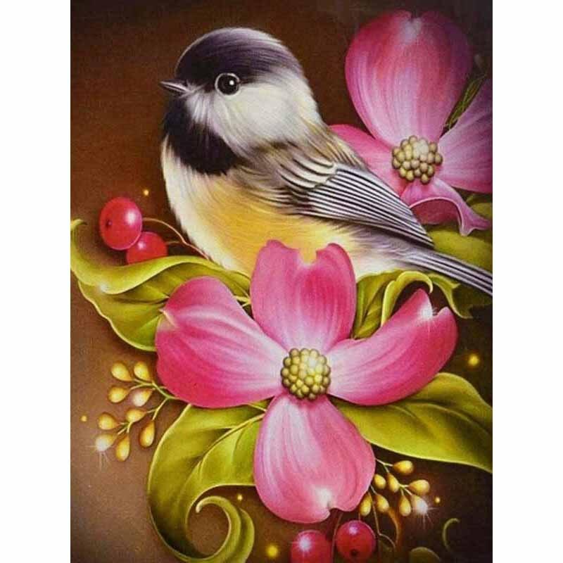 New 5D DIY Diamond Painting Flowers Birds Diamond Embroidery Animal Cross Stitch Full Round Drill Home Decor Manual Gift