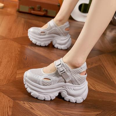 Platform Dad Shoes Women's 2025 Spring and Summer New Hole Shoes Breathable Sandals Inner Height Increase Versatile Casual Mary Jane Shoes