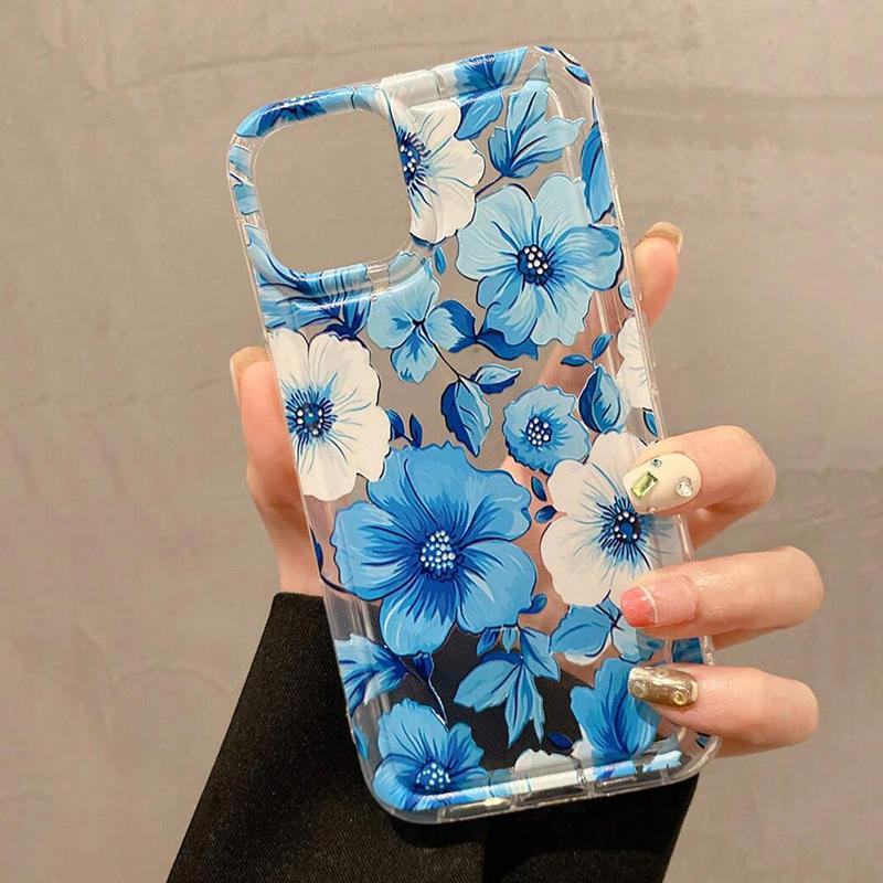 White Flower Clear Phone Case For iPhone 16 14 13 11 12 15 Pro Max SE2 7 8 Plus XR X XS Anti-drop Airbag Shockproof Phone Cover