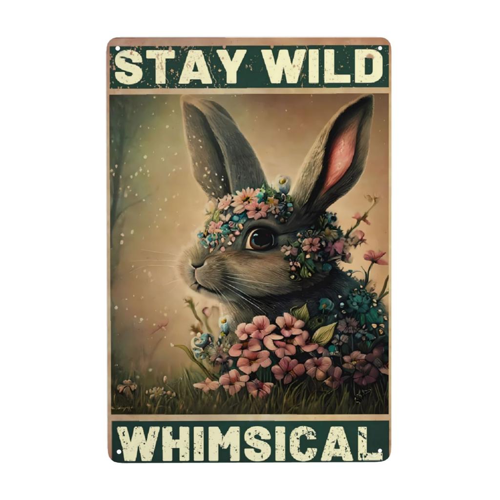 1pc Rabbit Metal Sign No Matter What The Rabbits Say Retro Signs Rustic Metal Funny Wall Decor for Home Club Pub 12x8 Inch