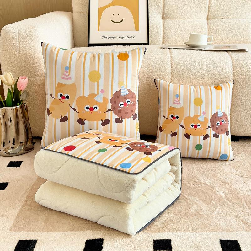 Thickened milk fleece throw pillow quilt dual-purpose two-in-one office nap pillow car cushion quilt