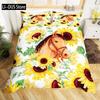 Yellow Sunflower Comforter Set Butterfly Bedding Set for Kids Girls Teens WomenCountry Floral Quilt Duvet Sets 2 Pillow Cases