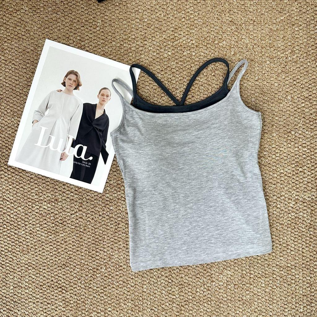 Modal Zweiteiliges Trägertanktop für Damen mit Brustpolstern - Schlankmachendes Würziges Lagenoberteil