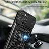 Shockproof Armor Case for iPhone 14 Pro Max Plus Windows Slide Camera Lens Protection Ring Stand Phone Cover for iPhone 14pro 14promax 14plus Cases