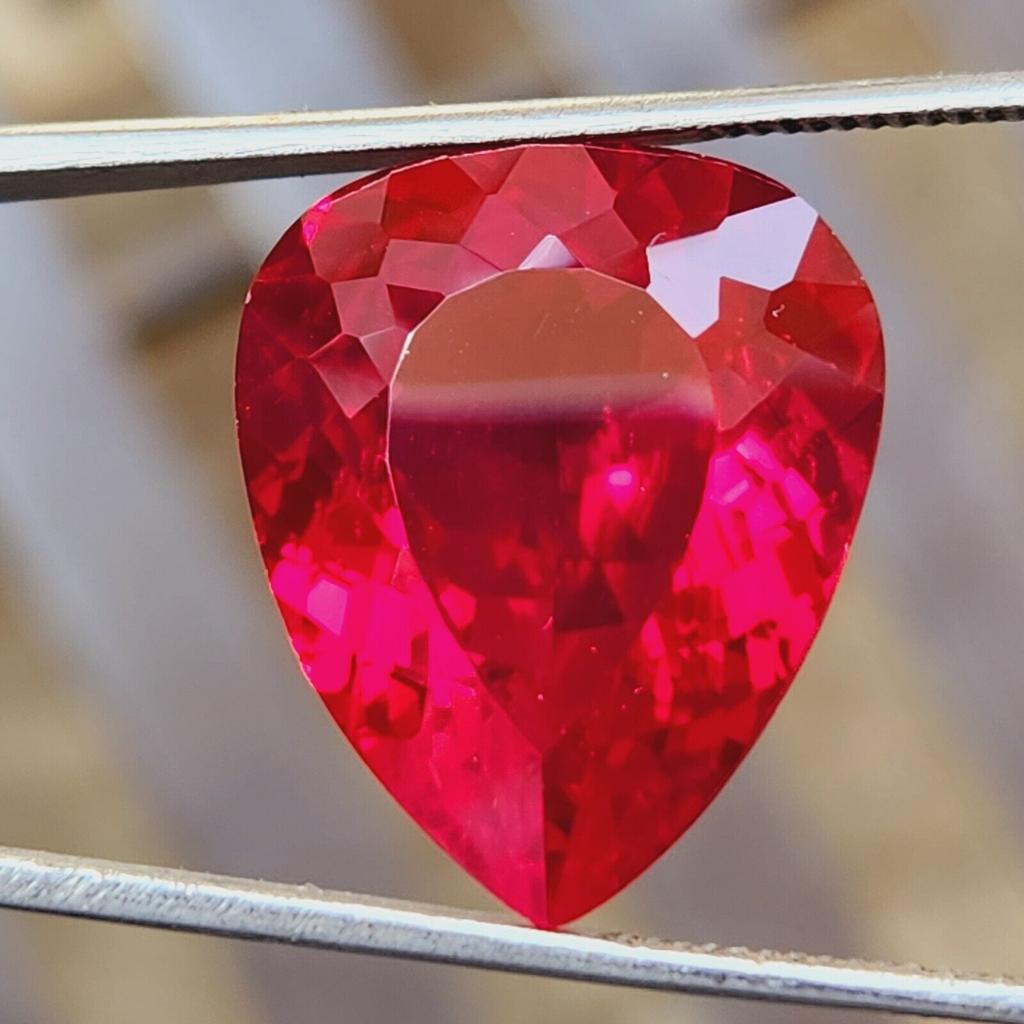 28 Ct Natural Mozambique Rich Red Ruby Pear Shape Certified Loose Gemstone