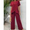 2025 European Women's Casual Plus Size Irregular Summer Wide-Leg Pants Set