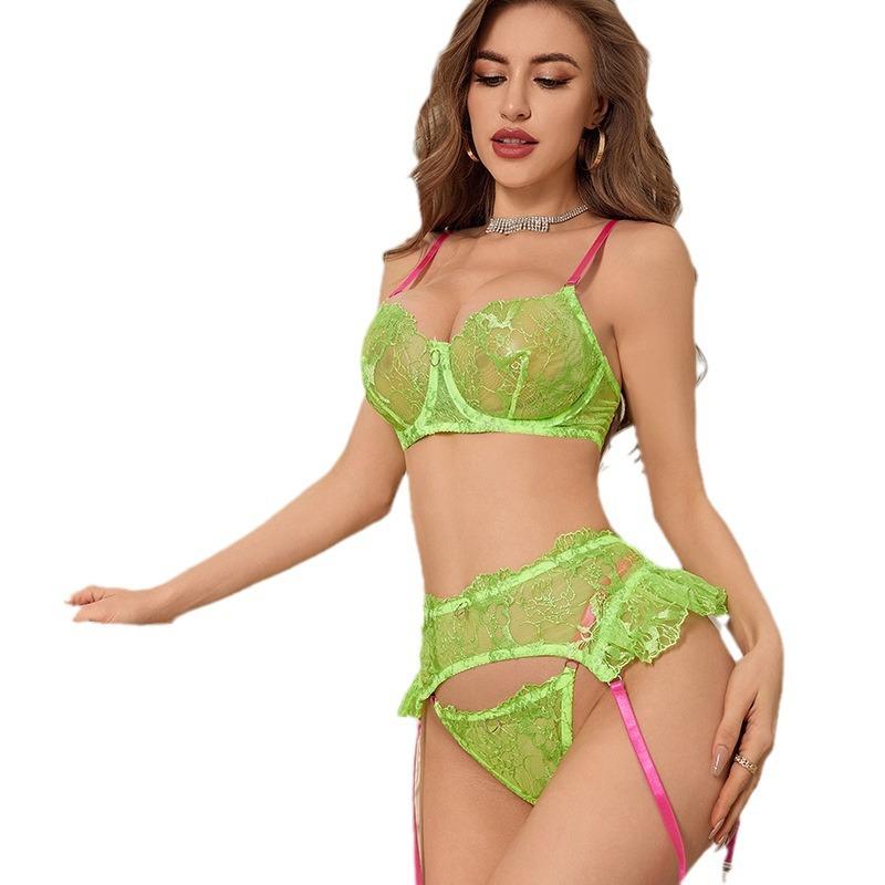 European and American New Fashion Mesh Exquisite Embroidered Underwear Sex Set