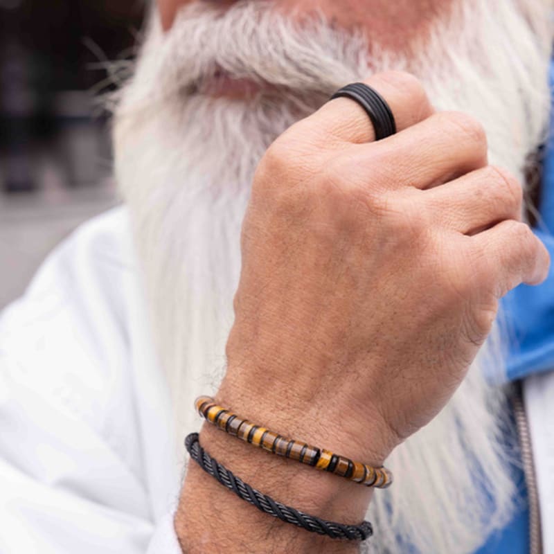 PIG & HEN Brontide 6 Armband – Tigerauge x Schwarz