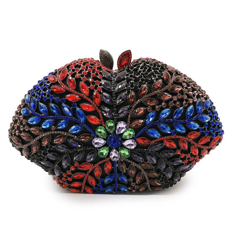 Fushcia/Yellow Rhinestone Evening Clutch Bags Multicolored Crystal Women Wedding Bag Diamond Pouch Rhinestone Ladies Purse