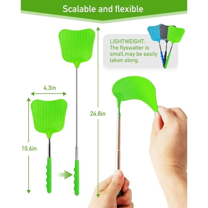 Flugsmälla med handtag i rostfritt stål Teleskopisk flugsmälla Stor insektssmällare Som fungerar för inomhus Klassrum Kontor Utomhus