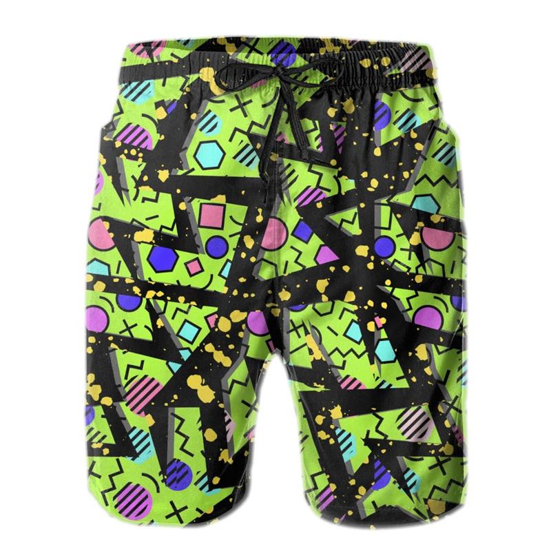 Vintage 80s 90s Memphis Swim Trunks Men Summer Surf Board Shorts Swimsuit homme 2023 New 3D Printed ropa hombre Cool Short Pants
