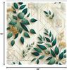 Eucalyptus Leaves Shower Curtain, Modern Minimal Polygonal Shapes Autumn Blooms With Leaf Art, Cloth Fabric Bathroom D