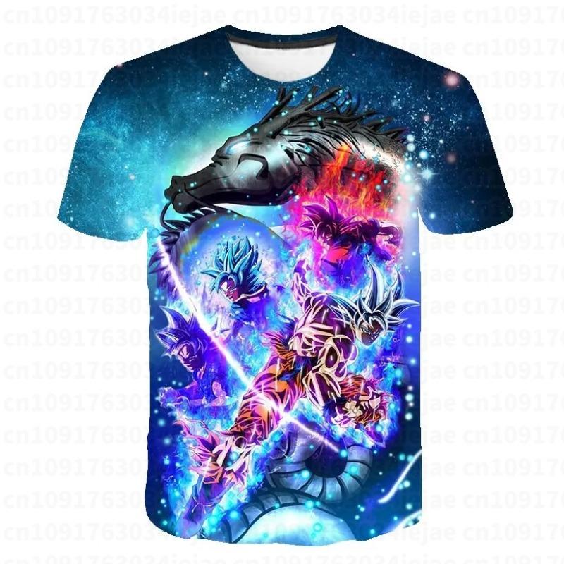 2026 Summer Dragon Ball T-shirt Children's T-shirt Anime Character Sun Wukong Super Saiya T-shirt Children's Short Sleeve