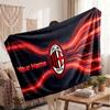 Coperta in Pile Personalizzata AC Milan con Logo Calcio, Testo Nome Personalizzato Morbida Calda Coperta da Divano per la Casa