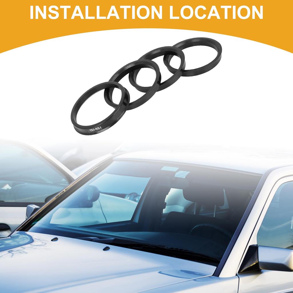 Partuto Set of 4 73.1mm to 65.1mm Universal Hub Centric Rings - Plastic 3m