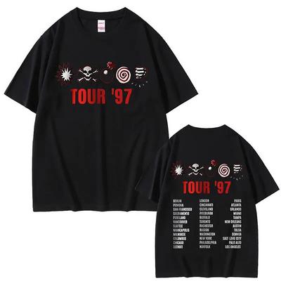 Koszulka z nadrukiem Rock Band Kmfdm Tour 97 Męska Modna Koszulka Męska i Damska Vintage Gotyk Punk Streetwear Lato Nowa