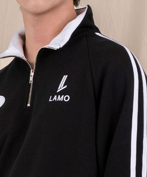 Ellamo French Terry Track Half-Zip Collar Oversized Sweatshirt [Black]