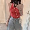 Summer Net Red New Strawberry Thousand Bird Grid Female Summer Sexy Cute Short Halter Vest Harness