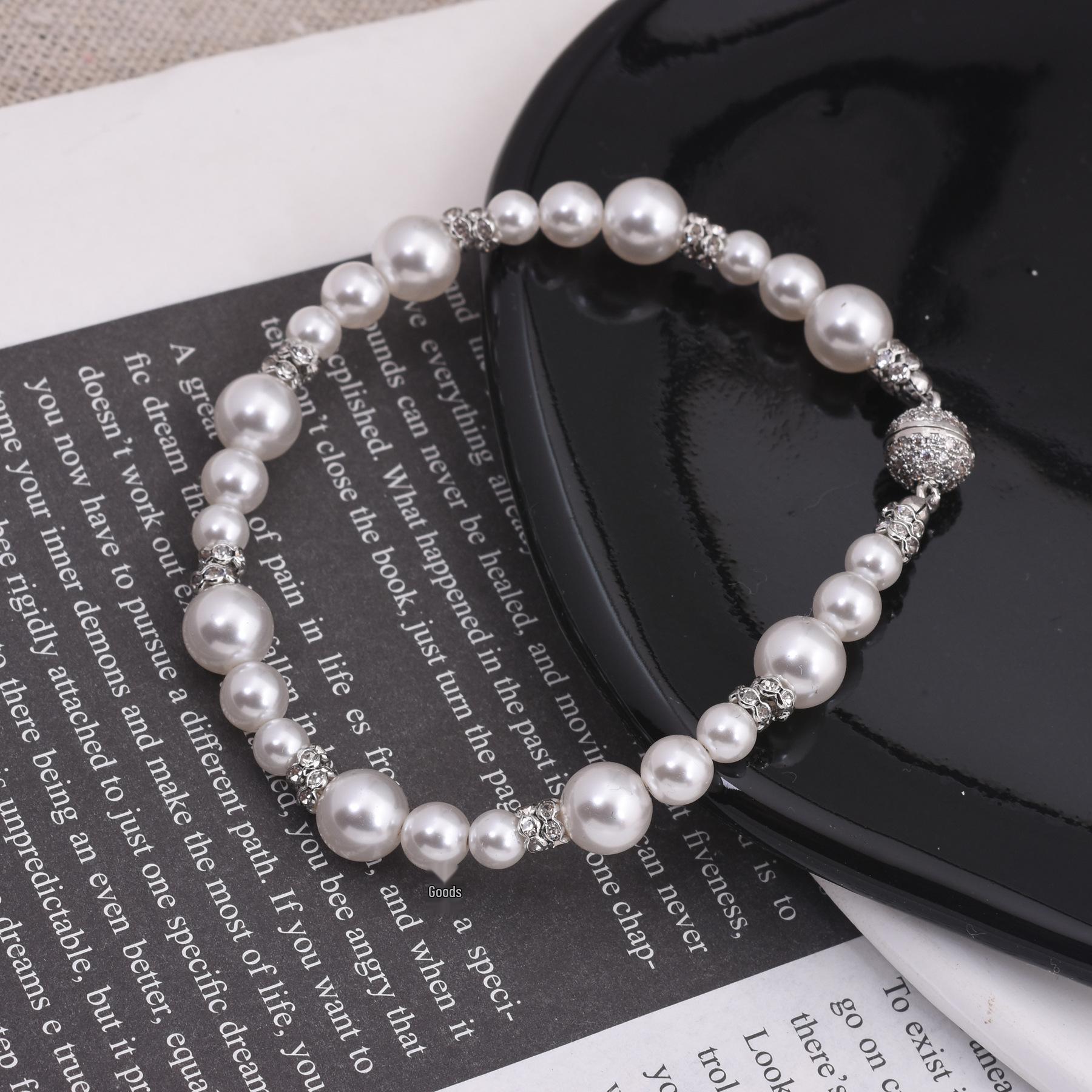 

Элегантный жемчужный браслет ручной работы - Женские корейские кристальные бусы