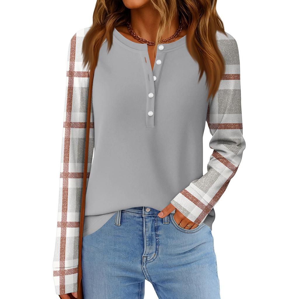 Damenmode Locker Langarm Rundhals Casual Oberteil