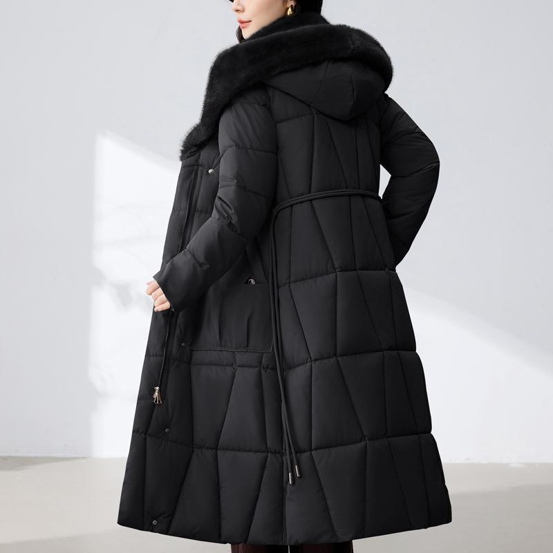 Fashion Woman Parkas Winter Long Coats Hooded Thick Warm Overcoat Women's Jackets With Belt