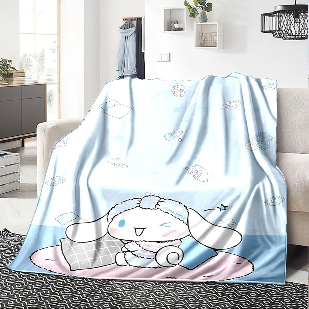 1pc NAME CINNAMOROLL Blanket Lightweight Flannel Throw for Sofa Bed Travel Camping Livingroom Office Couch Chair