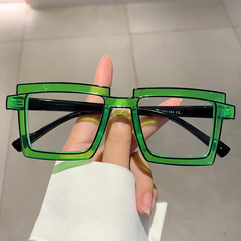 Trendy Personality Fluorescent Anti Blue Light Glasses Anime Party Plain Light Mirror Optical Eyewear Ins Fashion