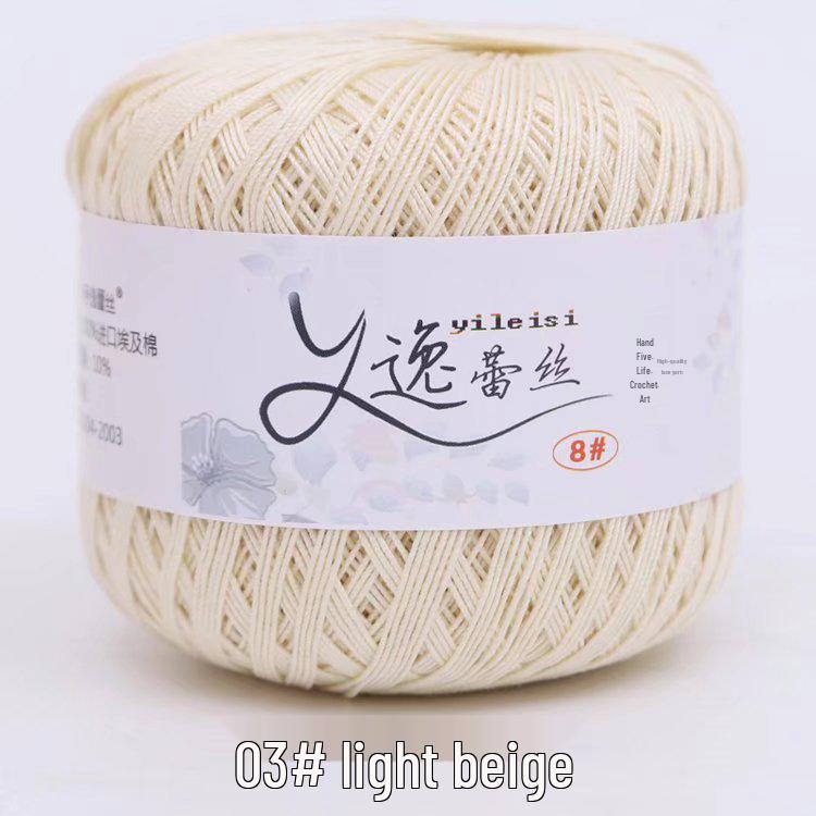 8# 100% Cotton Lace Yarn - 50g Ball, 400m, Strong Twist Crochet Thread for Hand-knitting, Flowers, Hats, and Cardigans - Free Shipping.