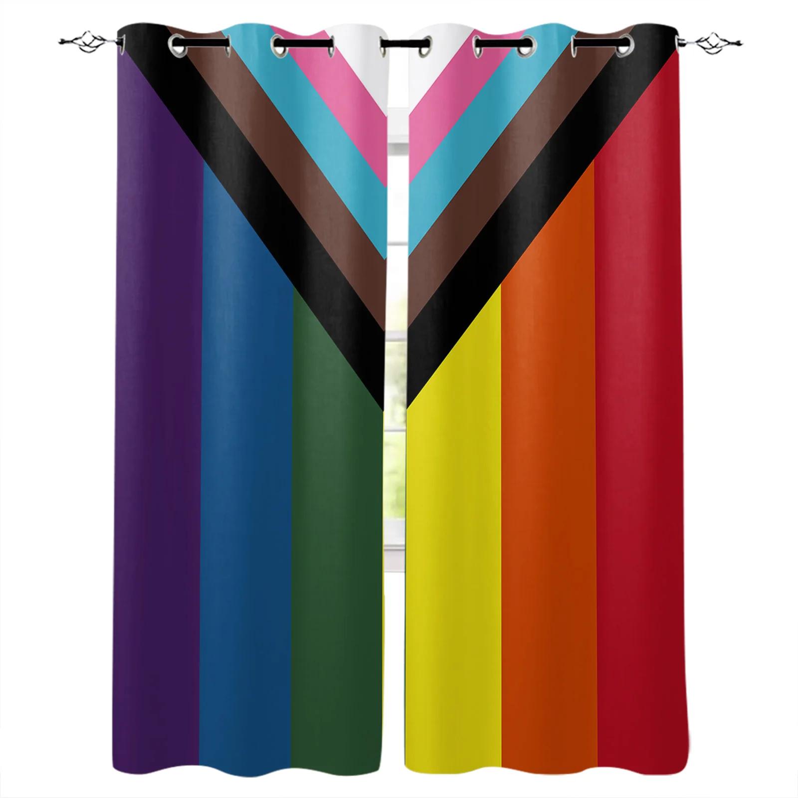 

Color Rainbow Red Yellow Blue Paint Window Screen Printed Style Design Study Room Indoor Window Drapes Kitchen Curtain Home cortinas 2x60Wx50H(CM)&Rod Pocket