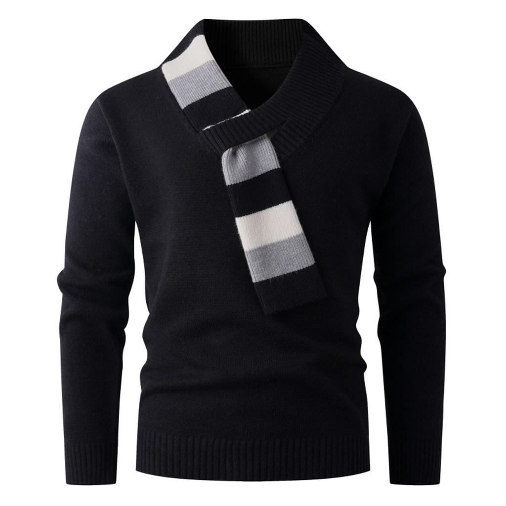 Men's Sweater Fashion Color Matching Personality V-neck Casual Knitted Bottoming Shirt