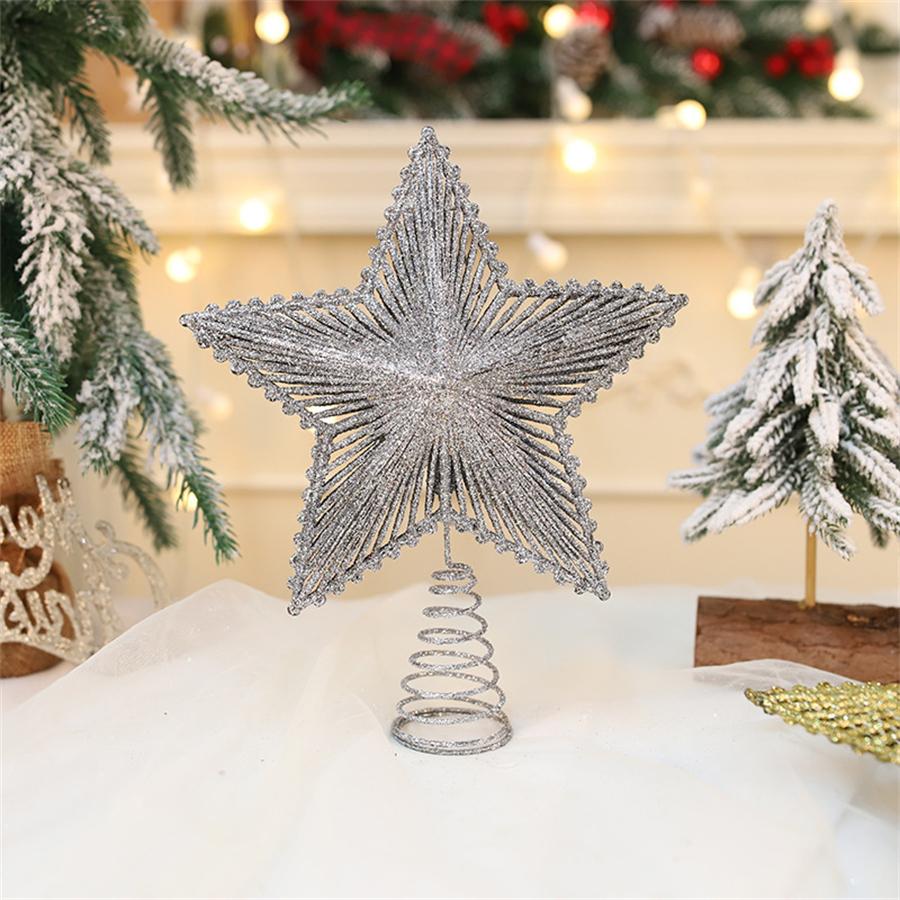 1 Christmas Tree Top Five-Pointed Star, Cut Out Stereo Shining Star Christmas Scene Decoration Party Decorations