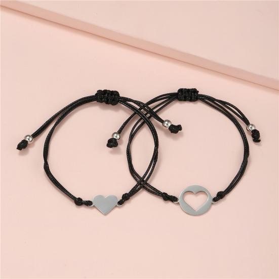 1 Pair Mother Daughter Bracelet Adjustable Woven Rope Casual Geometric All-match Decoration Back To School Gifts Hollow Love Heart Mommy Card Jewelry