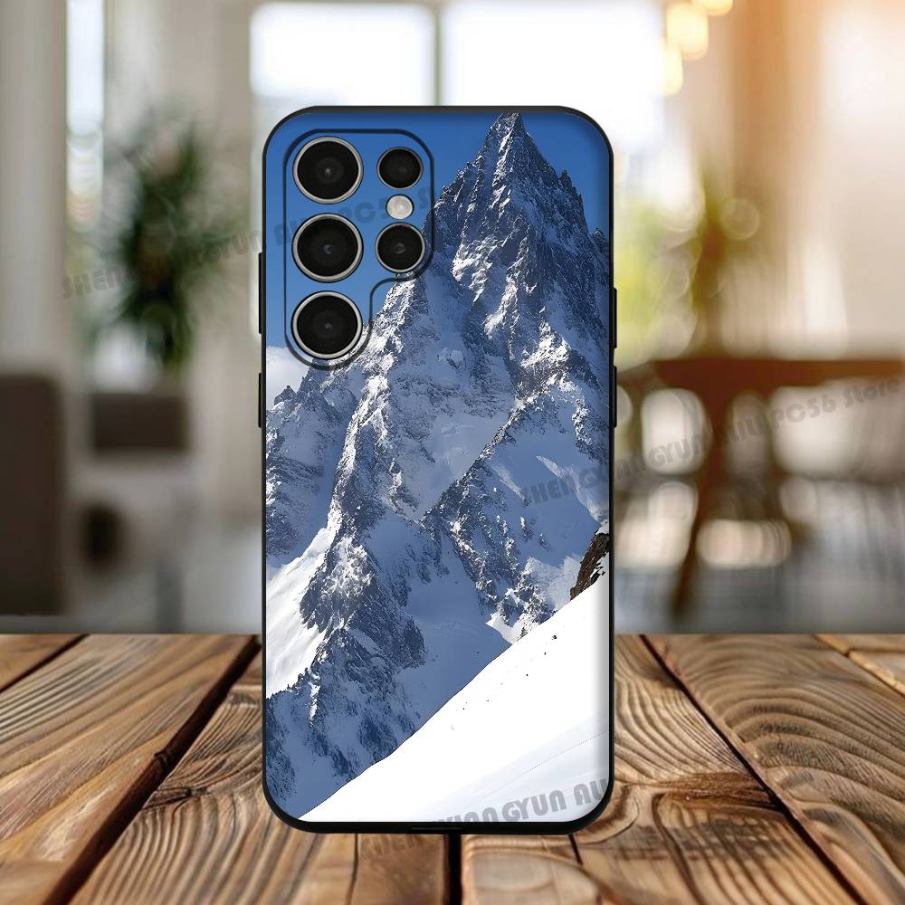 Snow Mountain Scenery Phone Silicone Case For Samsung S24,22,20,23,21,20 Ultra Plus Lite 5G Print Silicone Cover